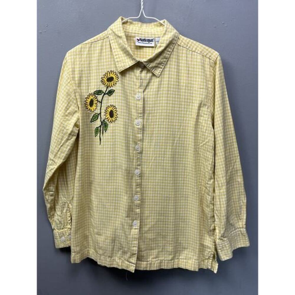 National Shirt Womens Medium Country Sunflower Floral Stitched Shirt Y2K‎